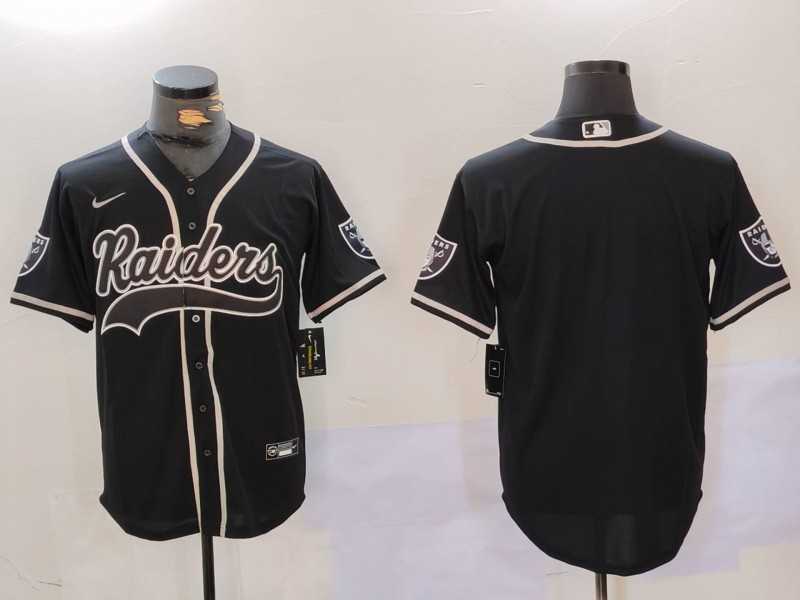 Mens Las Vegas Raiders Black Team Blank Patch Cool Base Stitched Baseball Jersey